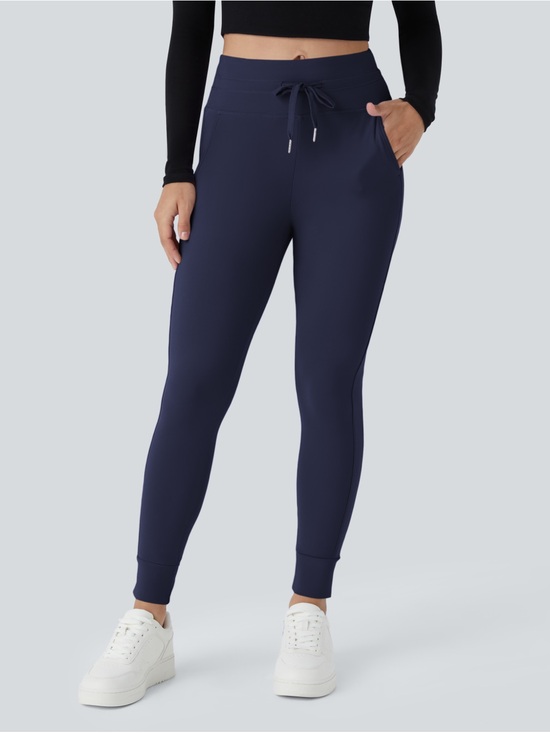 HALARA Pants - NWT Halara SoftlyZero Plush High Waisted Drawstring Pocket Leggings Navy Small